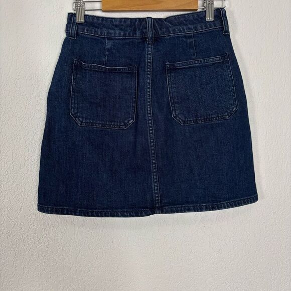 Madewell Blue Denim Gold Zip Up Mini Skirt - Picture 2 of 5